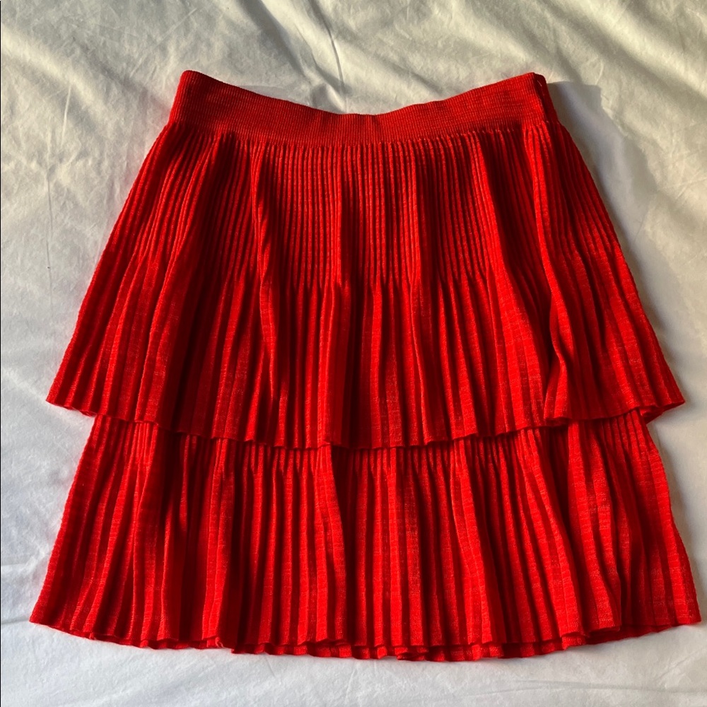 Red Pleated Missoni Mini Skirt - Picture 7 of 8
